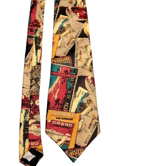 Tie Silk Nautical Sailing Ship Boat Cruise Postcards Travel Military Necktie - Picture 5 of 7